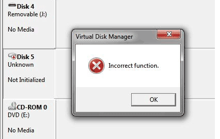 incorrect function