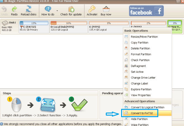 convert disk usb or sd to fat32