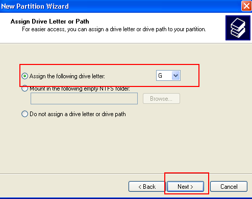 assign drive letter windows xp