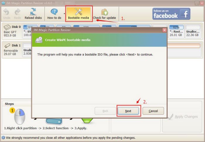 Bootable edition of Resizer