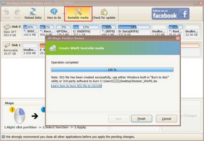 Format disk with bootable edition