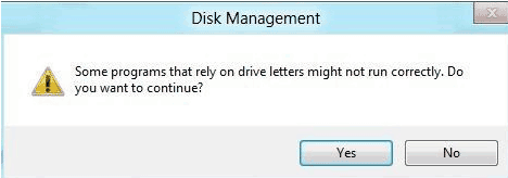 confirm to assign drive letter