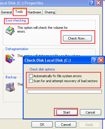 check disk error
