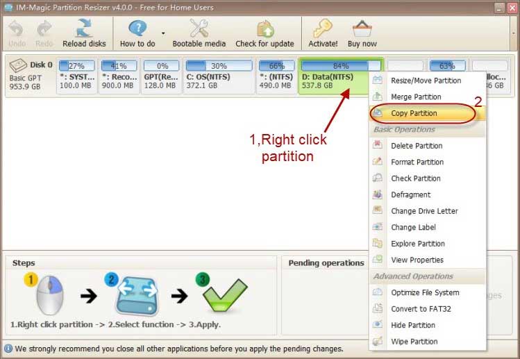 copy to back up disk partition