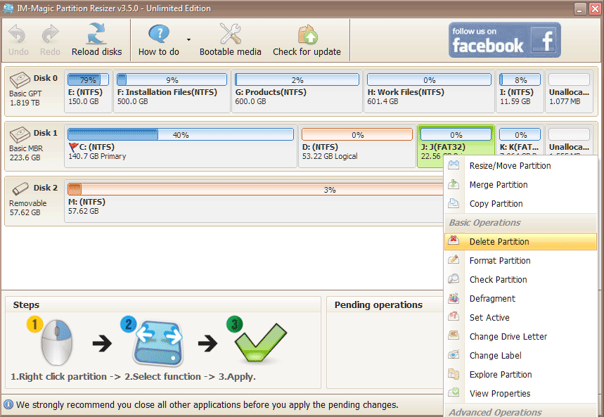 Delete partition with Partition resizer