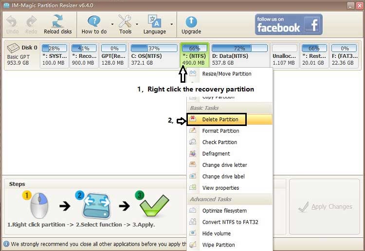 delete recovery partition windows server 2022