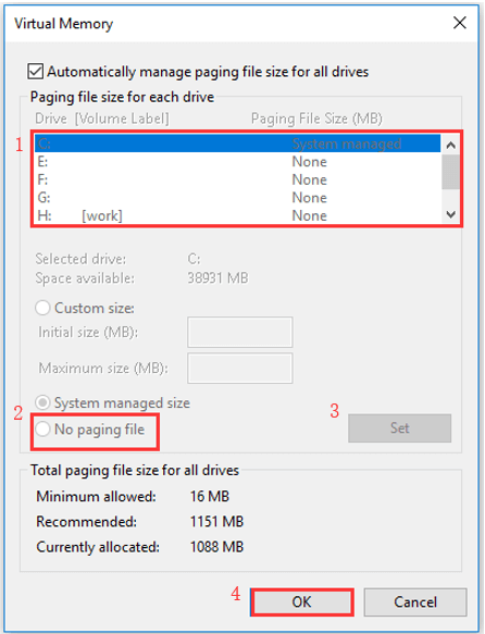 disable file page or tem file save property