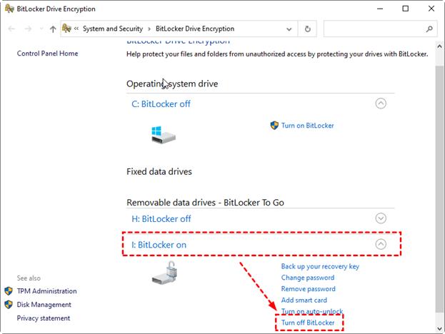 turn off bitlocker