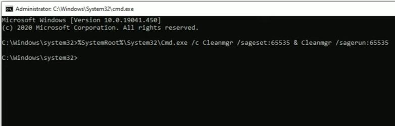 cmd to run disk cleanup when its not deleting files