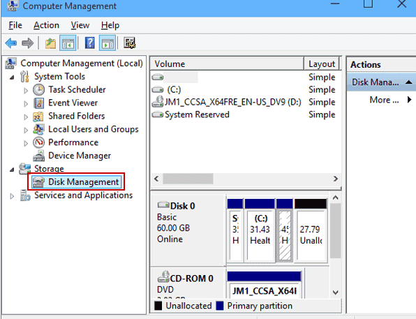 open disk management