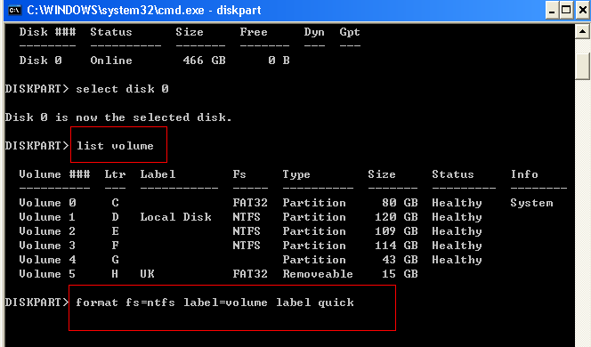 convert fat32 Degree NTFS Volume Command Prompt