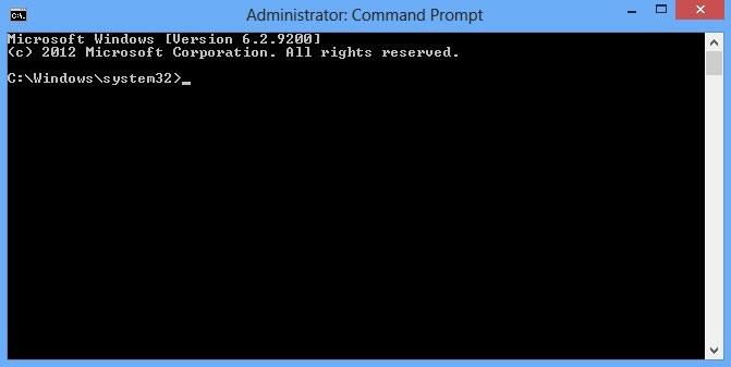 Shows the command prompt window C:\Windows\system32>_ is the bottom line.