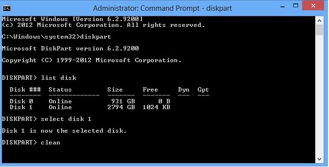 Shows the command prompt window and that I have typed 'clean'