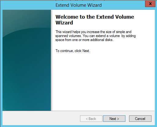 server 2012 to extend volume disk management