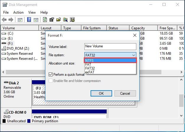 Format raw flash drive with disk management