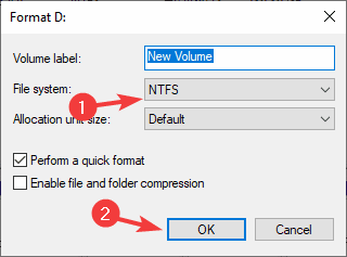 format disk volume ntfs