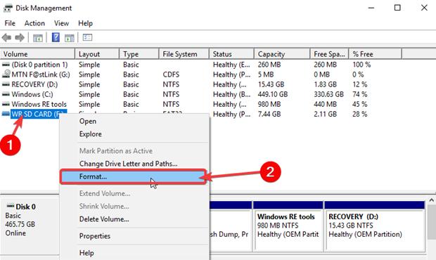 Convert to FAT32 in Disk Management