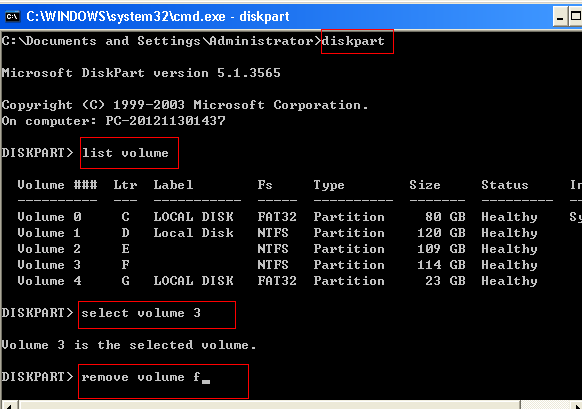 hide partition cmd