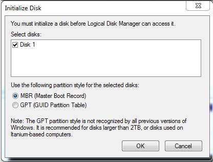 initialize disk