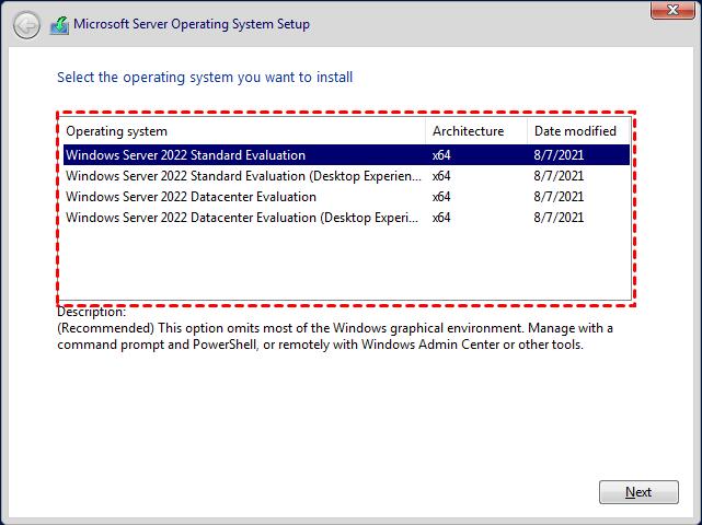 install windows server 2022