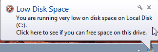 Configure low disk space warning threshold