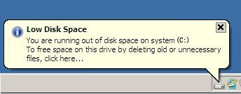 How to change low disk space warning on  Windows 10
