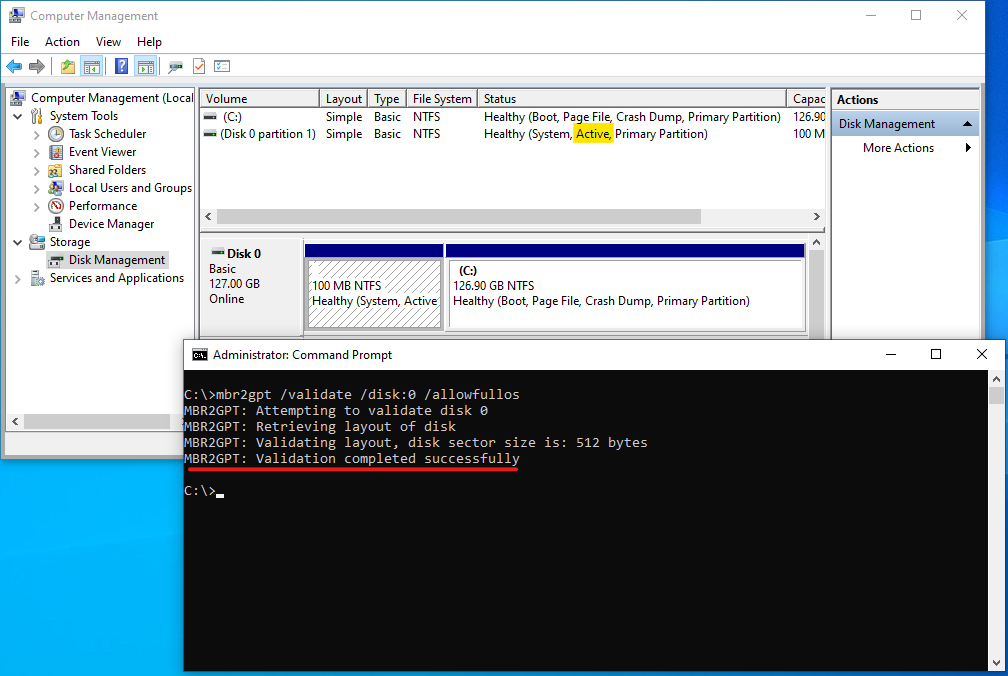 mbr2gpt without active partition