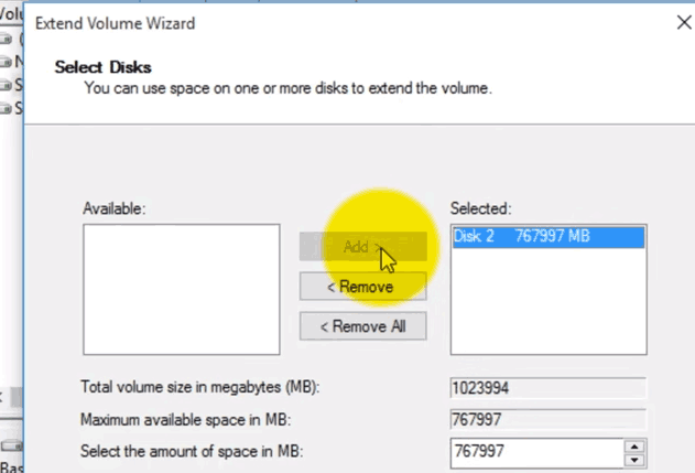 Merge unallocated space with Disk Management on Windows Server 2008