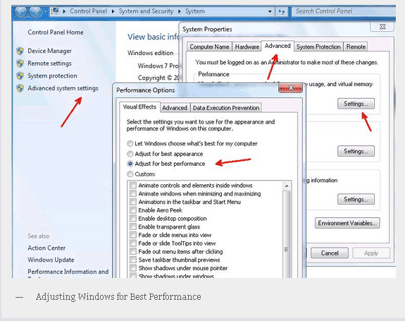 optimize performance windows 10 8 7