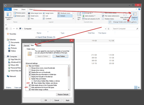 show hidden files windows 8.