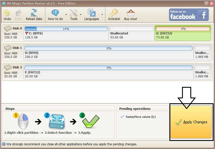 shrink fat32 partition