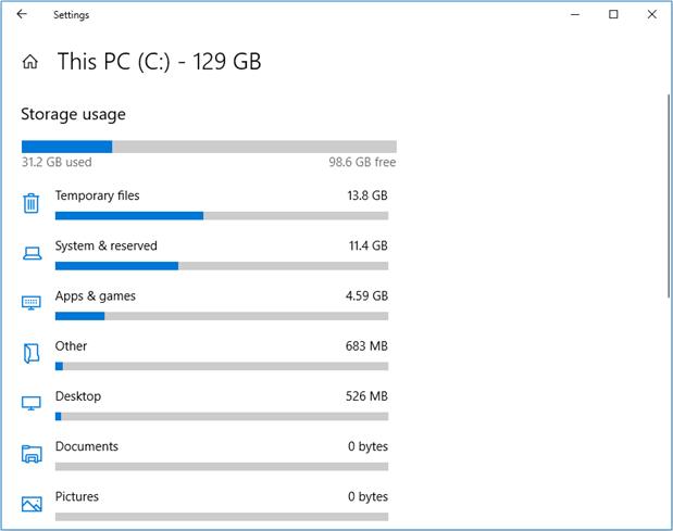 delete files from storage sense