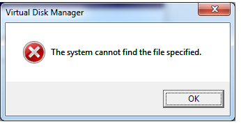 System cannot find file specified