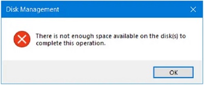 There is not enough space on disk