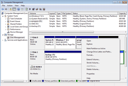 windows 7 disk management