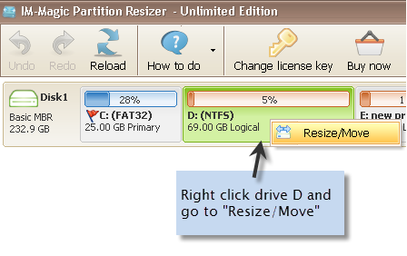 Then shrink the disk close to the one you want to extend.