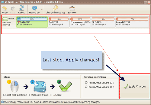 Apply changes
