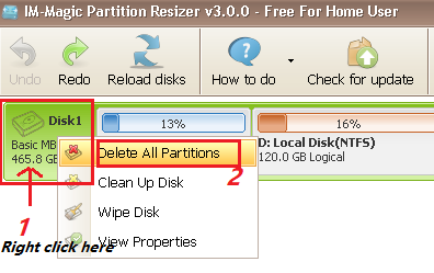 delete all partitions