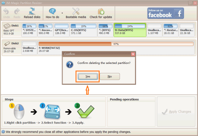 delete partition