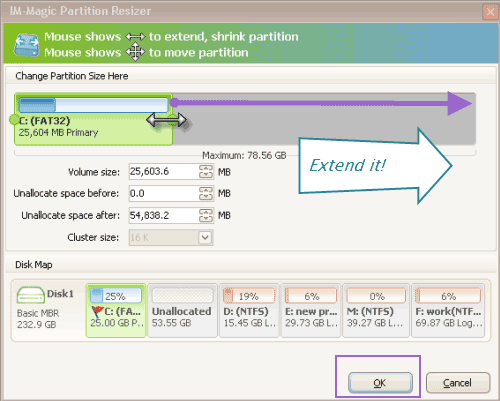 Merge non adjacent partitions on Windows