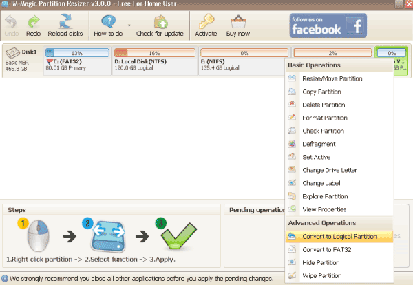 primary partition to logical partition