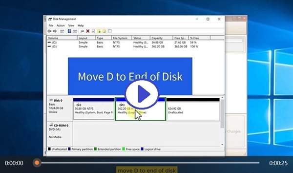 Video move D to end of disk